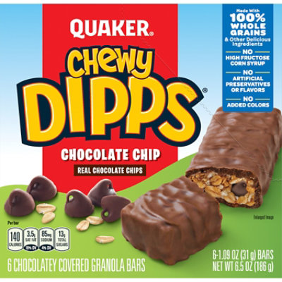 Quaker Chewy Dipps Granola Bars Chocolatey Covered Chocolate Chip - 6-1.09 Oz - Image 2