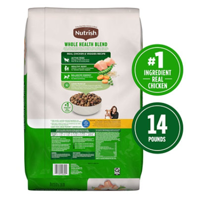 Nutrish Real Chicken & Veggies Recipe Whole Health Blend Dry Dog Food - 14 Lb - Image 2