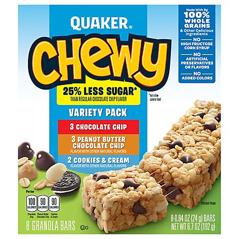 Quaker Chewy Granola Bars 25% Less Sugar Variety Pack - 8-0.84 Oz