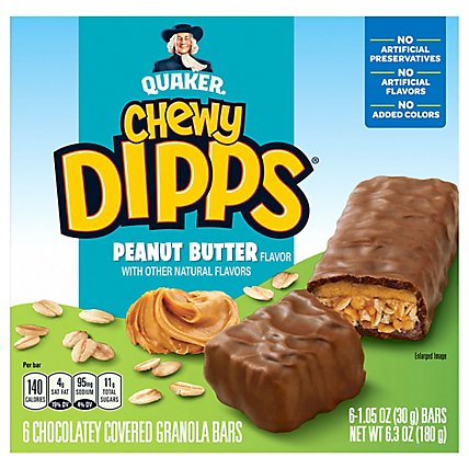 Quaker Chewy Dipps Granola Bars Chocolatey Covered Peanut Butter Flavor - 6-1.05 Oz - Image 3