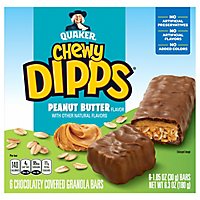 Quaker Chewy Dipps Granola Bars Chocolatey Covered Peanut Butter Flavor - 6-1.05 Oz - Image 1