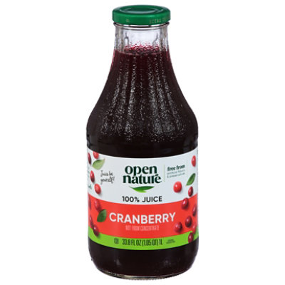 Open Nature 100% Juice Cranberry - 33.8 Fl. Oz. - Image 1