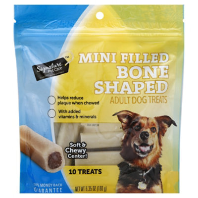 Signature Pet Care Dog Treat Filled Bone Shaped Mini 10 Count - 6.35 Oz