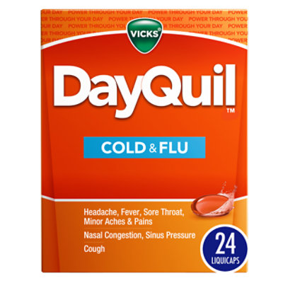 Vicks DayQuil Medicine For Cold & Flu Relief Multi Symptom Non Drowsy Liquicaps - 24 Count - Image 1