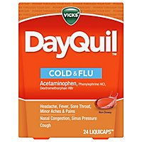 Vicks DayQuil Medicine For Cold & Flu Relief Multi Symptom Non Drowsy Liquicaps - 24 Count - Image 1