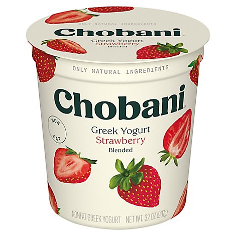 Chobani Yogurt Greek Blended Non-Fat Strawberry - 32 Oz