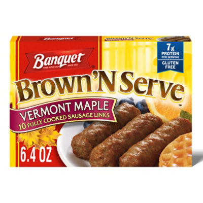 Banquet Brown N Serve Fully Cooked Maple Sausage Links - 10-6.4 Oz - Image 1