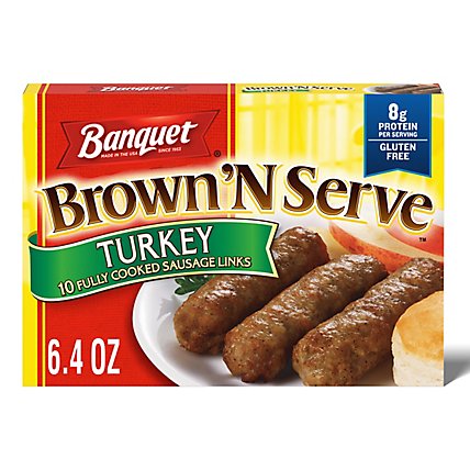 Banquet Brown N Serve Sausage Links Fully Cooked Turkey 10 Count - 6.4 Oz - Image 2