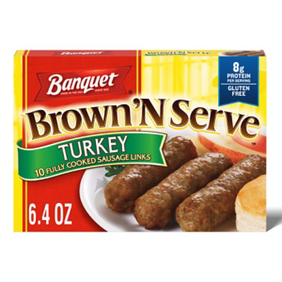 Banquet Brown N Serve Fully Cooked Turkey Sausage Links - 10-6.4 Oz - Image 1