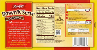Banquet Brown N Serve Fully Cooked Original Sausage Patties - 8-6.4 Oz - Image 6