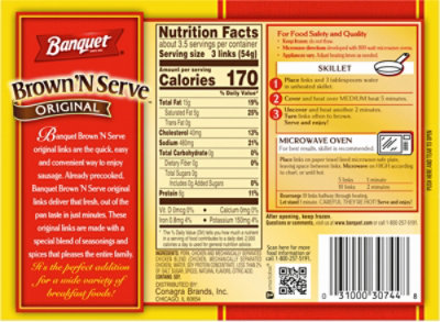 Banquet Brown N Serve Fully Cooked Original Sausage Links - 10-6.4 Oz - Image 5