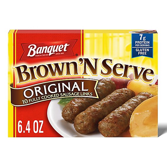 Banquet Brown N Serve Sausage Links Fully Cooked Original 10 Count - 6.4 Oz