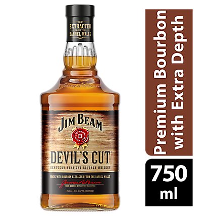 Jim Beam Whiskey Bourbon Kentucky Straight Devils Cut 90 Proof - 750 Ml - Image 1
