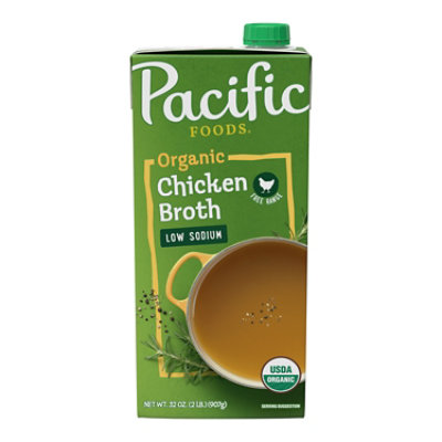 Pacific Organic Broth Chicken Free Range Low Soidum - 32 Fl. Oz.