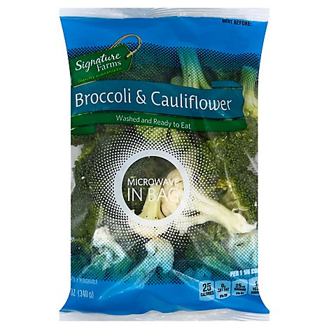 Signature Farms Broccoli & Cauliflower Steam In Bag - 12 Oz