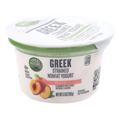 Open Nature Yogurt Greek Nonfat Strained Fruit on the Bottom Peach - 5.3 Oz