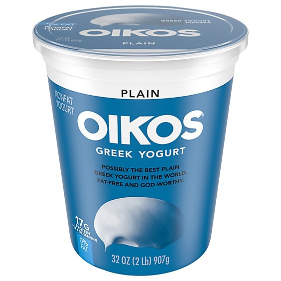 Oikos Greek Yogurt Blended Nonfat Plain - 32 Oz
