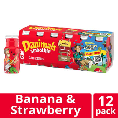 Danimals Strawberry Explosion & Banana Split Variety Pack Smoothies Multipack - 12-3.1 Fl. Oz. - Image 1