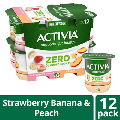 Activia 60 Calories Probiotic Strawberry Banana And Peach Variety Pack Nonfat Yogurt  12-4 Oz - Image 1