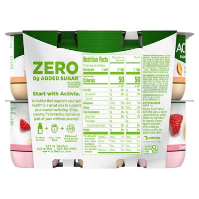 Activia 60 Calories Probiotic Strawberry Banana And Peach Variety Pack Nonfat Yogurt  12-4 Oz - Image 2