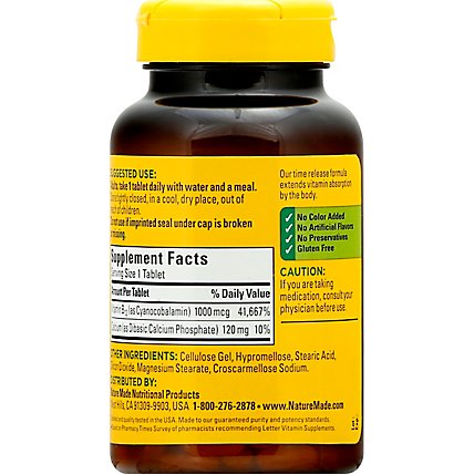 Nature Made Dietary Supplement Tablets Vitamin B-12 Timed Release 1000 mcg - 160 Count - Image 5