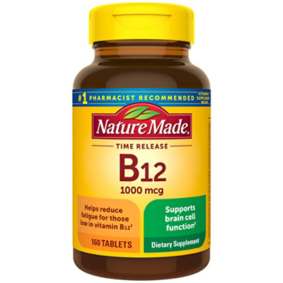 Nature Made Dietary Supplement Tablets Vitamin B-12 Timed Release 1000 mcg - 160 Count - Image 1