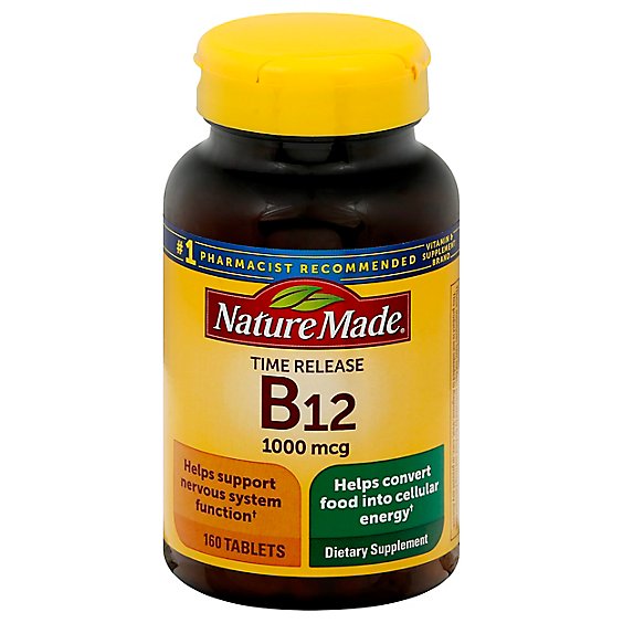Nature Made Dietary Supplement Tablets Vitamin B-12 Timed Release 1000 mcg - 160 Count
