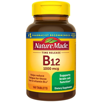  Nature Made Dietary Supplement Tablets Vitamin B-12 Timed Release 1000 mcg - 160 Count 