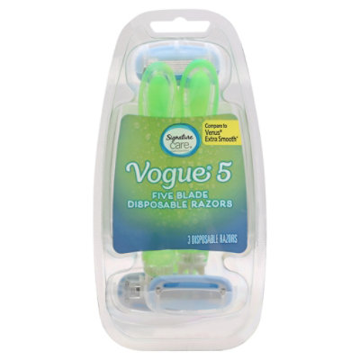 Signature Select/Care Vogue 5 Razor Disposable 5 Blade Technoolgy - 3 Count - Image 3