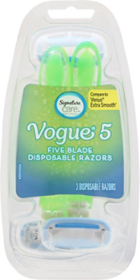 Signature Select/Care Vogue 5 Razor Disposable 5 Blade Technoolgy - 3 Count - Image 2