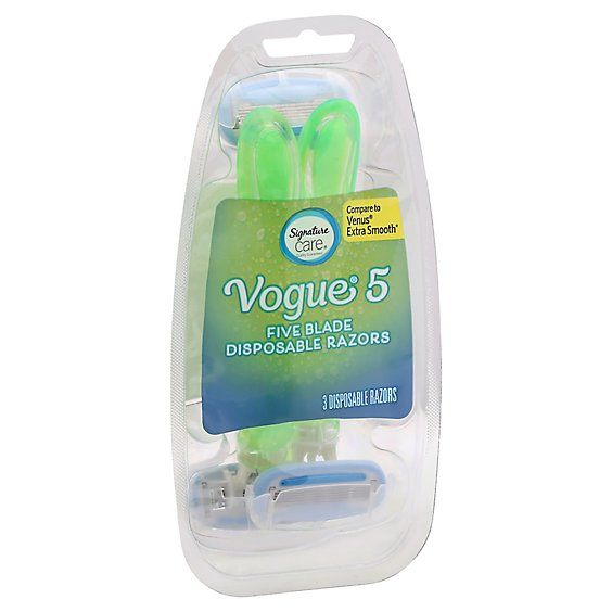 Signature Care Vogue 5 Razor Disposable 5 Blade Technoolgy - 3 Count