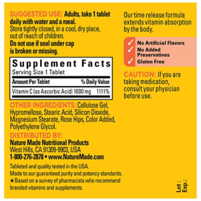 Nature Made Vitamin C Timed Release With Rose Hips 1000 Mg - 60 Count - Image 4