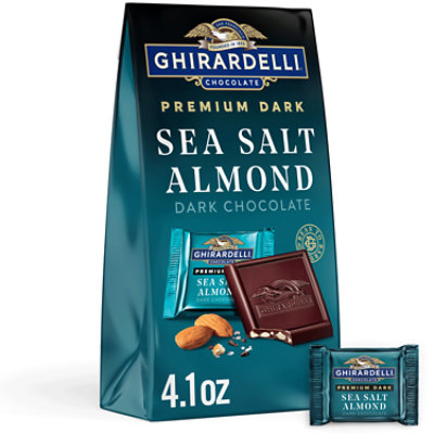 GHIRARDELLI PREMIUM DARK Sea Salt Almond Dark Chocolate SQUARES - 4.1 Oz