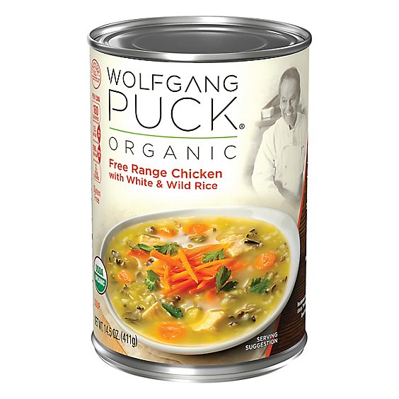Wolfgang Puck Soup Organic Free Range Chicken with White & Wild Rice - 14.5 Oz