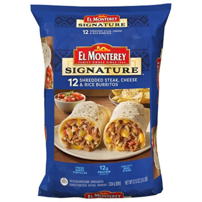 El Monterey Signature Steak Cheese & Rice Burritos 12 Count - 57.6 Oz - Image 4