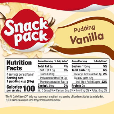 Snack Pack Vanilla Pudding - 4-3.25 Oz - Image 3