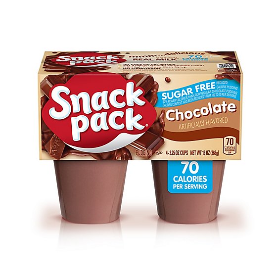 Snack Pack Sugar Free Chocolate Pudding - 4-3.25 Oz