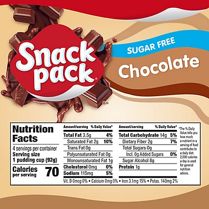 Snack Pack Pudding Sugar Free Chocolate - 4-3.25 Oz - Image 4