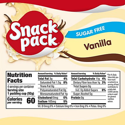 Snack Pack Pudding Sugar Free Vanilla - 4-3.25 Oz - Image 4