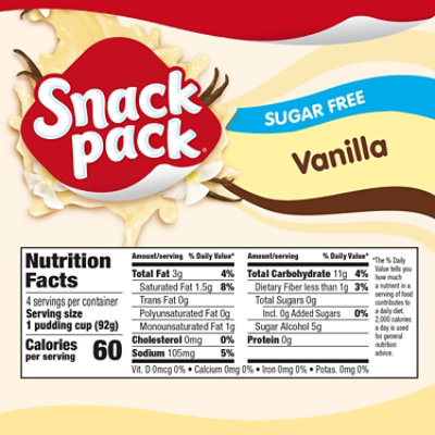 Snack Pack Sugar Free Vanilla Pudding - 4-3.25 Oz - Image 4