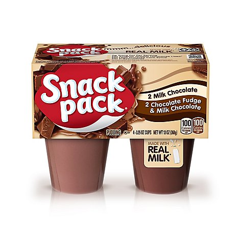 Snack Pack Pudding Chocolate Vanilla - 4-3.25 Oz