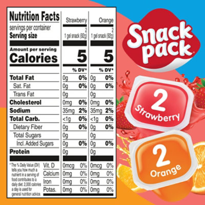 Snack Pack Juicy Gels Sugar Free Orange Strawberry - 4-3.25 Oz