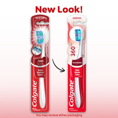 Colgate 360° Optic White Whitening Manual Toothbrush Medium - Each - Image 2