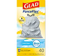 Glad Forceflex Fresh Clean With Febreze Tall Kitchen Drawstring Trash Bags 13 Gallon - 40 Count