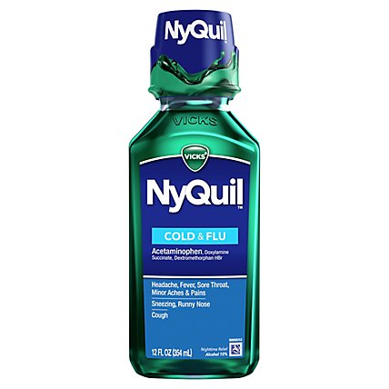 Vicks NyQuil Cold & Flu Relief Nighttime Liquid Original - 12 Fl. Oz. - Image 1