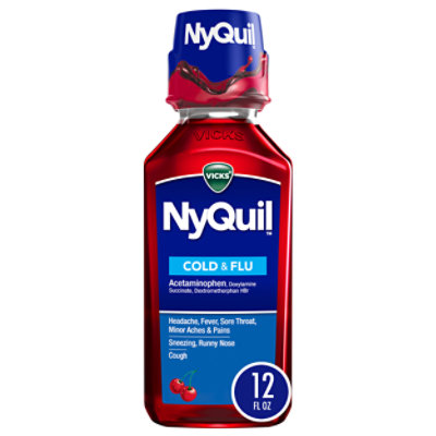 Vicks NyQuil Cold & Flu Relief Nighttime Liquid Cherry - 12 Fl. Oz. - Image 1