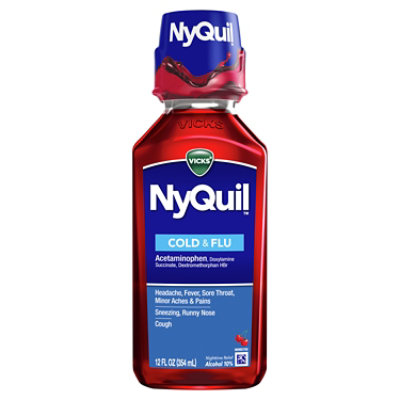 Vicks NyQuil Cold & Flu Relief Nighttime Liquid Cherry - 12 Fl. Oz.