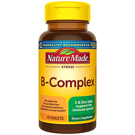 Nature Made Stress B-Complex Tablets With Vitamin C & Zinc - 75 Count
