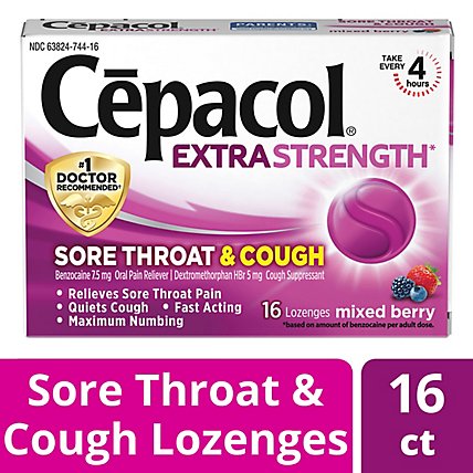 Cepacol Extra Strength Lozenges For Sore Throat & Cough Relief Mixed Berry - 16 Count - Image 1