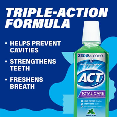 ACT Total Care Mouthwash Anticavity Fluoride Fresh Mint - 18 Fl. Oz. - Image 2